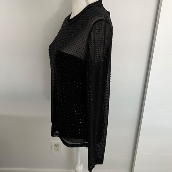 Generation Love COLE Crystal Beaded Black Elegant Long Sleeve Top NWT Large - Picture 5 of 9